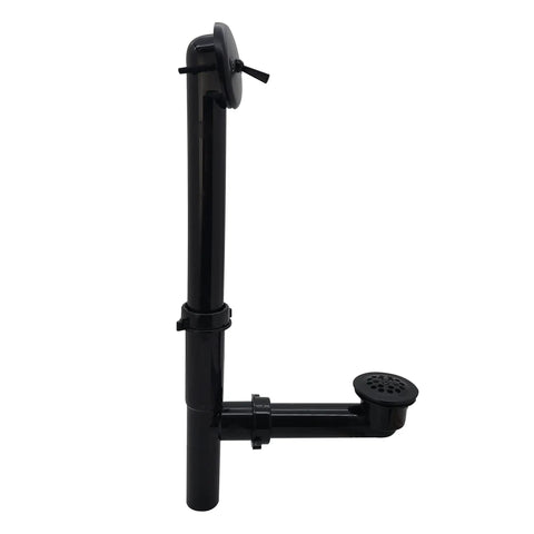 Matte Black One And A Half Inch Tubular Bath Waste Drain Kit With Trip Lever Faceplate Beehive Grid And Color Matching Screws Black Poly Tubes
