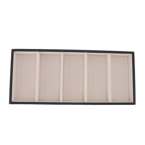 Straight Up Five Grid Leather Glasses Organizer Case with five compartments for sunglasses and watches on a neutral background.
