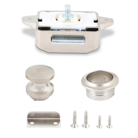 Keyless Button Latch For Campers And Furniture Push Cabinet Lock No Key Hassle 15 To 18mm Door Thickness Marine Grade Hardware