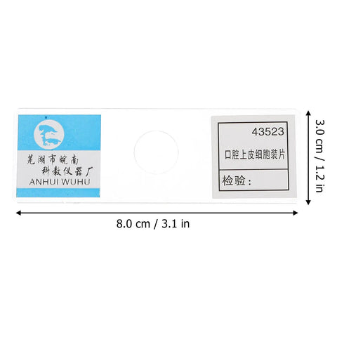 5 Ready To Use Microscope Slides With Oral Epithelial Cells For Biology Education And Lab Experiments Perfect Teaching Props For High School And Middle School Science Classes, glass slide with label and dimensions 8.0 x 3.0 cm