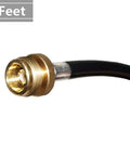 Close-up of brass fitting on 5 Foot Propane Adapter Hose That Lets Your 1 Lb Portable Appliance Hook Up To A 20 Lb Tank QCC1 Type1 Certified