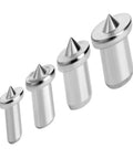 Premium Dowel Centers For Woodworking 6-8-10-12mm Locating Pins Set for Accurate Joinery; four steel pins in graduated sizes.