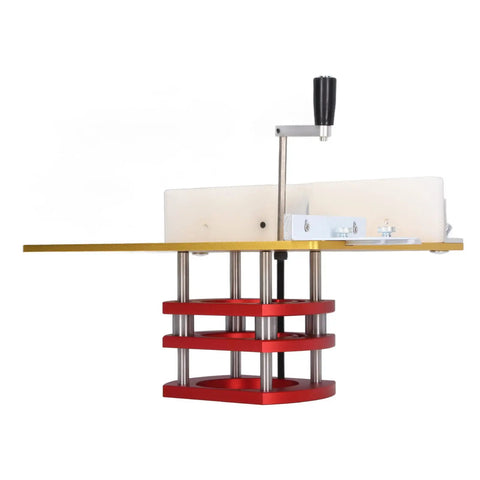 Universal Router Table Lift Kit With 51Mm Stroke And 240X200Mm Plate built like a workhorse with manual crank view from side