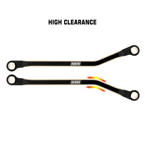 Beefy Brass Black High Clearance Links for TRX4M and High Trail K10 F150 RC Crawlers displayed for better approach angles