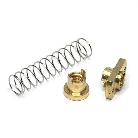 365mm T8 TR8x8 Z Axis Lead Screw With Anti Backlash Spring Loaded Brass Nut Upgrade Kit components