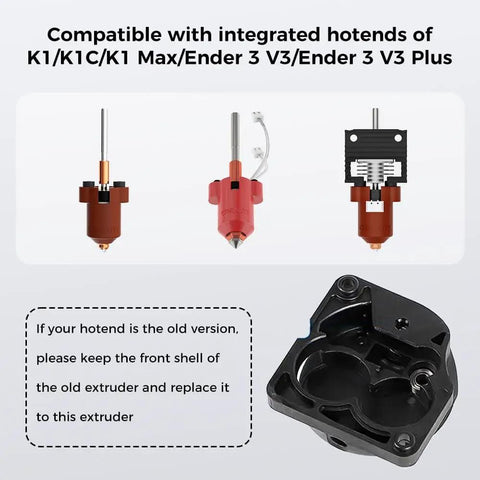 K1 Series Direct Drive Extruder Kit With Dual Gear Motor components, including metal gears and shell, for K1 SE and Ender 3 V3 Plus.