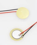 Front and back of Pack Of 20 20mm Piezo Discs Transducers With 3.94 Inch Leads For Drum Triggers And Acoustic Piezo Pickup