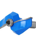 Get Your Woodworking Game Ready With This Hot 12mm Shank Router Bit Set Perfect For Railing, Stiles And Panel Raising Projects That Look Totally Sick When You Are Cutting Tenons On Thick Boards With Precision End Mills - close-up view of blue 12mm router bit with steel shank.
