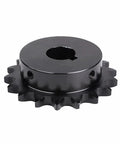 Heavy Duty Industrial Hardened Steel Roller Chain Sprocket B Type With 1 Inch Bore And 15 Teeth, close-up view of black gear.