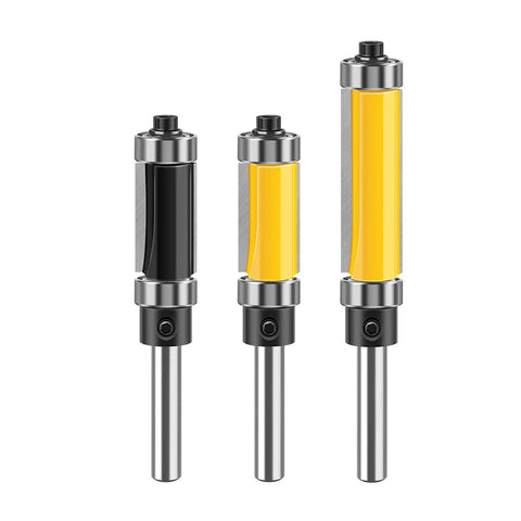 Top Tier 1 Inch Double Bearing Trimming Router Bit For Laminate And Woodworking Uses, High Strength Carbon Steel Cutter with three designs.