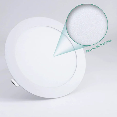 VOGHMOLD 6W Ultra Slim LED Downlight 5 inch with acrylic lampshade, round panel design for recessed ceiling use.