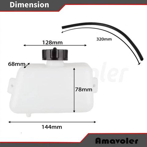 Aftermarket Gas Fuel Tank For 43cc 45cc 47cc 49cc 2 Stroke Mini Moto Dirt Bikes with measurements and fuel line