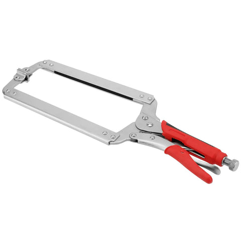 Beefy 18 Inch C Clamp Locking Pliers Set 3 Pieces With Swivel Pads And TPR Handle Nickel Plated Vise Grips