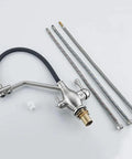 AOXHUGB Faucet 3-Way Tap with Pull-Out Spray Black Silicone Hose Chrome Finish Ideal for Under Sink Water Filter Systems - Versatile Kitchen Mixer Faucet (Grey A), detailed view with water lines.