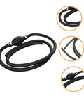 Durable Transfer Hose Pump Siphon Kit For Cars And Equipment, Quick Hand Pump For Gasoline, Fuel And Oil, Easy Liquid Transfer, Optimizes Flow And Makes Siphoning A Breeze, black hose close-up