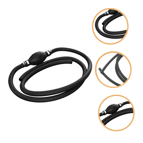 Durable Transfer Hose Pump Siphon Kit For Cars And Equipment, Quick Hand Pump For Gasoline, Fuel And Oil, Easy Liquid Transfer, Optimizes Flow And Makes Siphoning A Breeze, black hose close-up