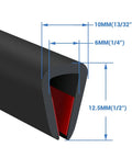 Self Adhesive Rubber Edge Trim U Channel Edge Trim For Quarter Inch Mirror And Flexiglass EPDM Material Black 20 Foot Roll Fits Quarter Inch Edges Easy Install No Glue Needed with dimensions shown