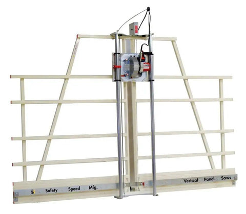 Heavy Duty Vertical Panel Saw Featuring Precise Crosscut And Unlimited Rip Capabilities Shop Ready Frame, floor-standing tool for woodworking.