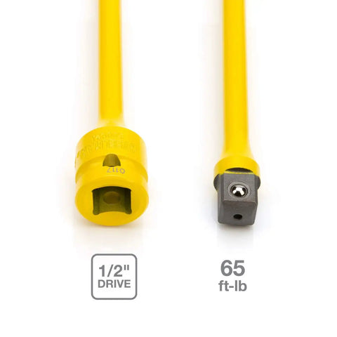 Half Inch Drive Torque Extension For Impact Wrench 8 Inch Extension With 65 Ft Lb Flex To Absorb Torque And Prevent Overtightening Built Tough Powder Coated Steel In Bright Yellow