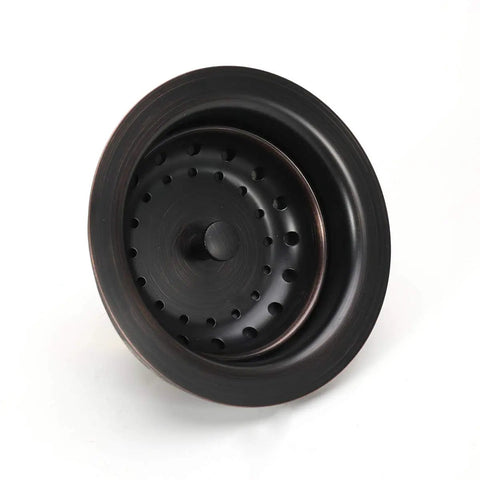Three And A Half Inch Kitchen Sink Drain Assembly With Strainer Basket And Stopper, Oil Rubbed Bronze, All Stainless Steel, Rustproof And Built To Last For Heavy Use, top view of strainer.