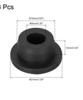 8 Pack T Shaped Silicone Plugs 19mm Three Quarters Inch Dia Round Rubber Stoppers with dimensions in black