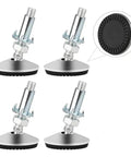 Rock Solid Furniture Leveling Feet 4 Pack Adjustable Swivel Levelers With T Nut Bolt, featuring a black anti-slip base.