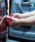 Using Double Handle Car Dent Lifter With Locking Suction Plate 4 Inch Diameter Vacuum Dent Puller on car door