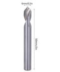 Front view: tungsten steel spot drill bit, 50mm long, 6mm diameter for center drilling and chamfering.