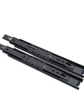 Pro Grade Three Way Cabinet Drawer Slides Featuring Concealed Bottom Mount Rails For Smooth As Butter Operation And Rock Solid Durability In Every Home Upgrade, 14 inch black steel tracks.
