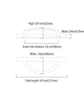 Technical diagram of Six Pack Matte Black And Gold Half Moon Cabinet Pulls Three And Three Quarters Inch Hole Centers 96mm.
