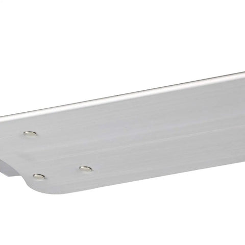 Close-up of steel blade from 56-Inch Industrial Style Ceiling Fan With Brushed Nickel Finish, Quiet Motor, Five Speed Settings, Beast Airflow 5370 CFM High.