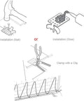 HEATIT roof heat cable clips, 26-pack; deicing cable fasteners shown for nail, glue, or clamp installation along roof edge