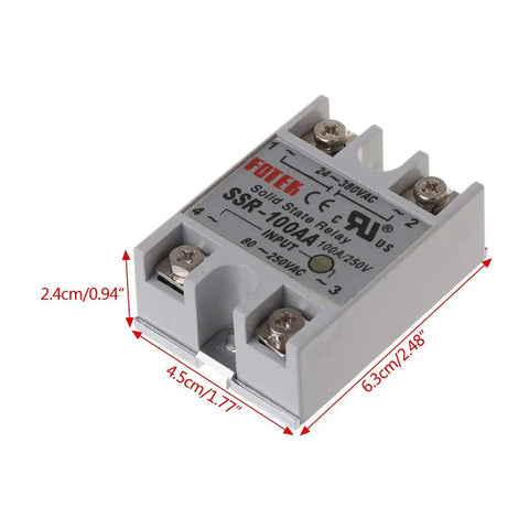 Rock Solid 100A Single Phase SSR Relay For Industrial Automation Temperature Control with dimensions shown