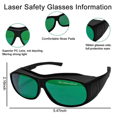 Professional IPL Laser Safety Glasses Serving Up Battle Ready Eye Coverage For Hair Removal And Cosmetology Sessions Built Different With Shatterproof Polycarbonate Optics And Full Spectrum Light Shields, black frame, green lenses, side protection