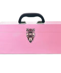 Front view of Pink 16 Inch Metal Tool Box With Drawer Organizer And Portable Tackle Box 18 Gauge Steel Large Tool Chest With Metal Latch And Handle
