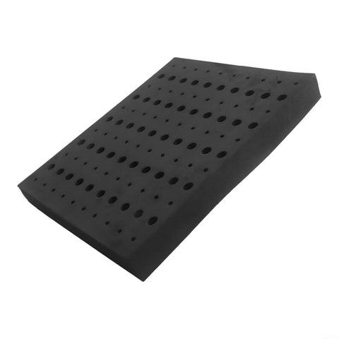 Heavy Duty Foam Router Bit Storage Organizer Tray Featuring 110 Snug Cutouts For 1/4 Inch And 1/2 Inch Shank Bits keeps bits secure in dense black foam.