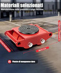 Heavy Duty Machinery Skate Dolly Up To 13,200 Lbs Capacity With 4 Beefy Rollers For Effortless Industrial Equipment Moving And Transport Solutions For Warehouse And Jobsite, red steel dolly with 4 rollers