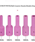 Top Grade 10 Pieces Ceramic Alumina Nozzle Cups For TIG Welding Torch WP-17 18 And 26 Gas Lens Setup long shield cups in various sizes.