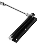Stainless steel spring door closer with quiet soft close, lightweight and durable for wood and aluminum doors, indoor outdoor use.