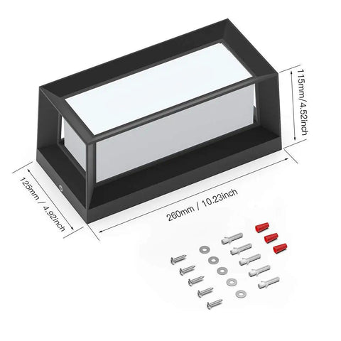 Outdoor Wall Porch Light Modern Exterior LED Sconce 24W Matte Black Wall Fixture Mounted Patio Lamp dimensions and accessories