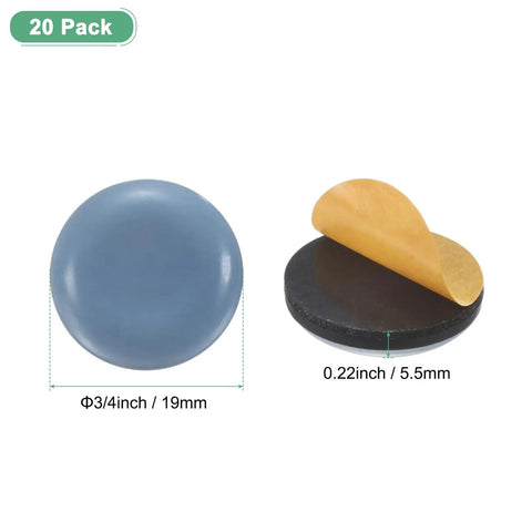 20-Pack Furniture Sliders With Self Adhesive PTFE Pad Mover Glides For Chair Kitchen Appliances And Round Floor Protectors In Grey Heavy Duty Design to prevent scratches showing grey adhesive glides.