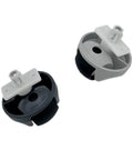 Pair of front omni-directional caster wheels for Roborock Q7 series robot vacuum; grey housings with white mounting tabs.