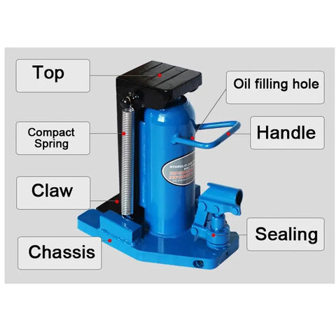 Tough As Nails Hydraulic Toe Jack Lift With 30 Ton Top And 15 Ton Bottom Heft Rock Solid Heat Treated Steel Build For Farm Rigs And Shop Gear Moving Jobs, labeled components for assembly.