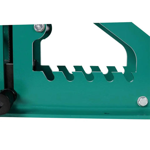 Kickstart Your Metal Fabrication Projects With This Heavy Duty Manual Tube Roller Bender metal frame detail with ergonomic crank handle.
