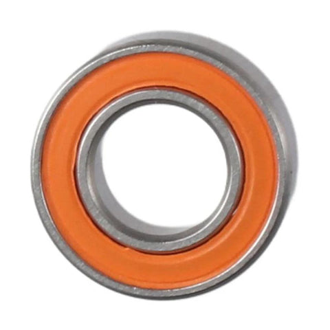 Front view of SHUATI S687C-2OS ball bearing, 7x14x5mm, stainless steel with orange seal