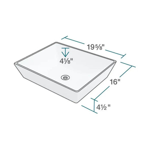 V370-W White Porcelain Vessel Sink For Modern Vanity With Contemporary Styling, Sleek 45-Degree Angled Sides, Vitreous China Finish, Durable Sanitary Surface, Easy To Clean, Ideal For Powder Rooms And Main Bathrooms