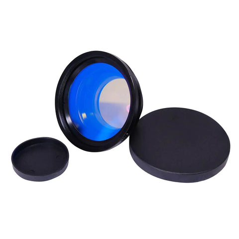 Ultra Wide 300x300mm F-Theta Scan Lens for 1064nm Fiber Laser With 430mm Focal Length And M85 Thread, shown with cover