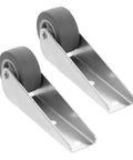 Pro Grade Barn Door Roller Hardware Replacement Kit Featuring Heavy Duty Directional Caster Wheels, silver rollers with gray wheels.