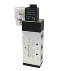 Internally Piloted 5 Way 2 Position Pneumatic Solenoid Valve 4V410-15 DC12V, PT One Half Inch Ports, side view