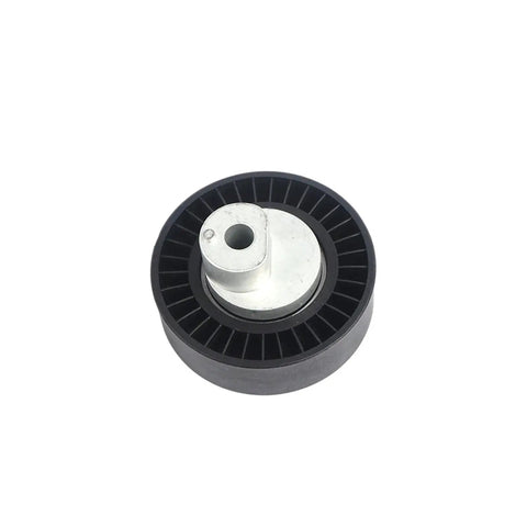 Get Your BMW Serpentine Belt Kit With Tensioner And Idler Pulley Timing Set To Fix Squealing Slipping Issues And Keep Your Engine Running Smooth Like Fresh Outta The Shop For 3 Series 5 Series X5 Z3 Models idler pulley close-up black metal wheel